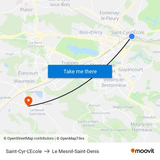 Saint-Cyr-L'Ecole to Le Mesnil-Saint-Denis map