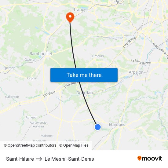 Saint-Hilaire to Le Mesnil-Saint-Denis map