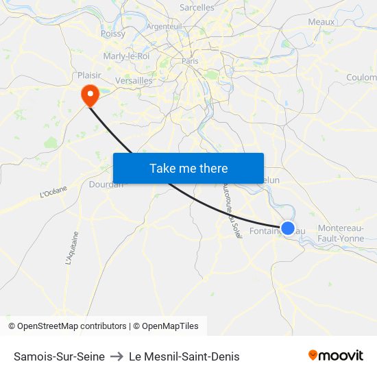 Samois-Sur-Seine to Le Mesnil-Saint-Denis map