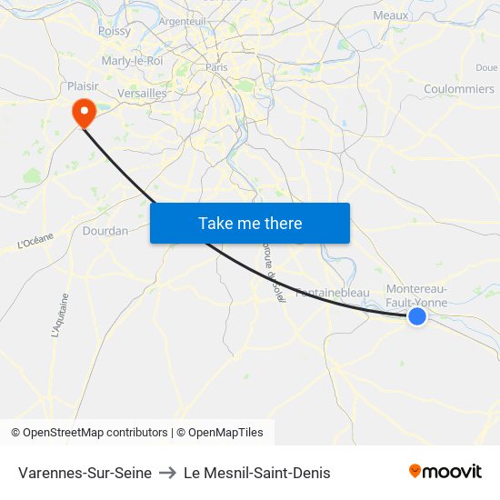 Varennes-Sur-Seine to Le Mesnil-Saint-Denis map