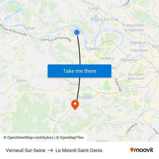 Verneuil-Sur-Seine to Le Mesnil-Saint-Denis map