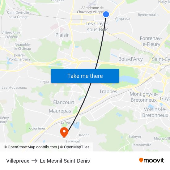 Villepreux to Le Mesnil-Saint-Denis map