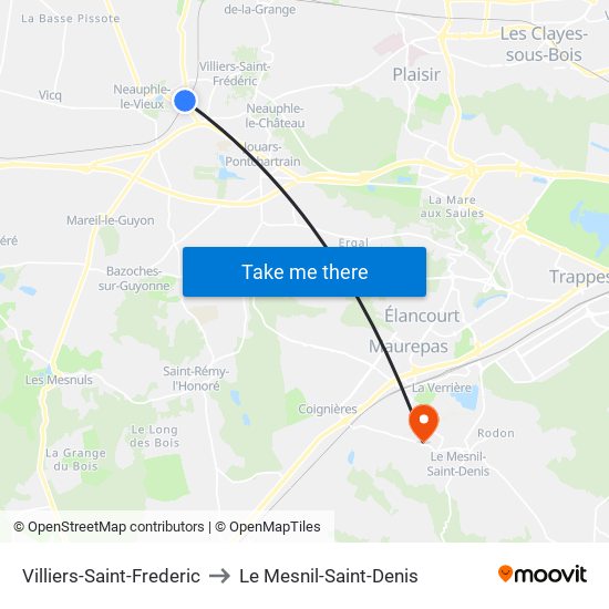 Villiers-Saint-Frederic to Le Mesnil-Saint-Denis map
