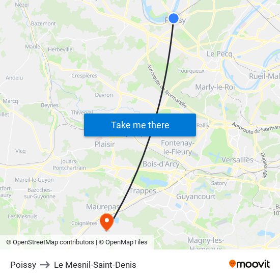 Poissy to Le Mesnil-Saint-Denis map