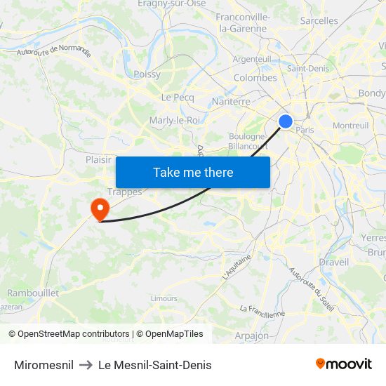 Miromesnil to Le Mesnil-Saint-Denis map