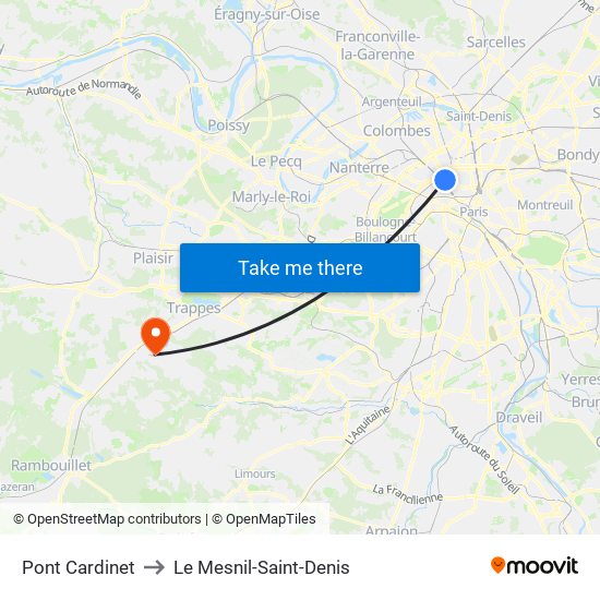 Pont Cardinet to Le Mesnil-Saint-Denis map