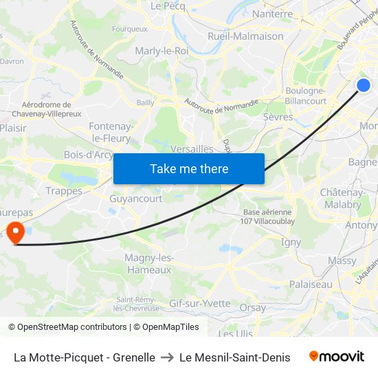 La Motte-Picquet - Grenelle to Le Mesnil-Saint-Denis map