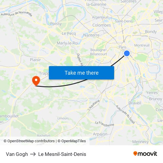 Van Gogh to Le Mesnil-Saint-Denis map