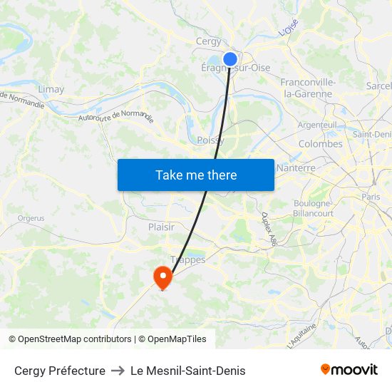 Cergy Préfecture to Le Mesnil-Saint-Denis map