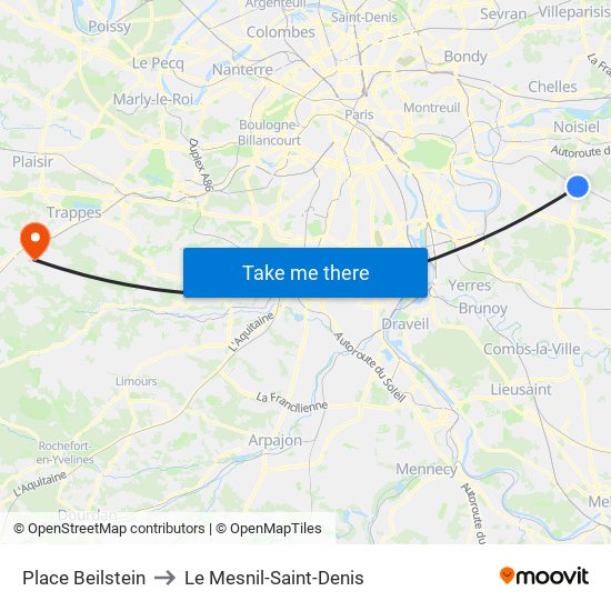 Place Beilstein to Le Mesnil-Saint-Denis map