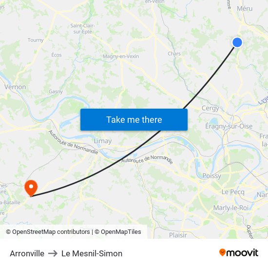 Arronville to Le Mesnil-Simon map