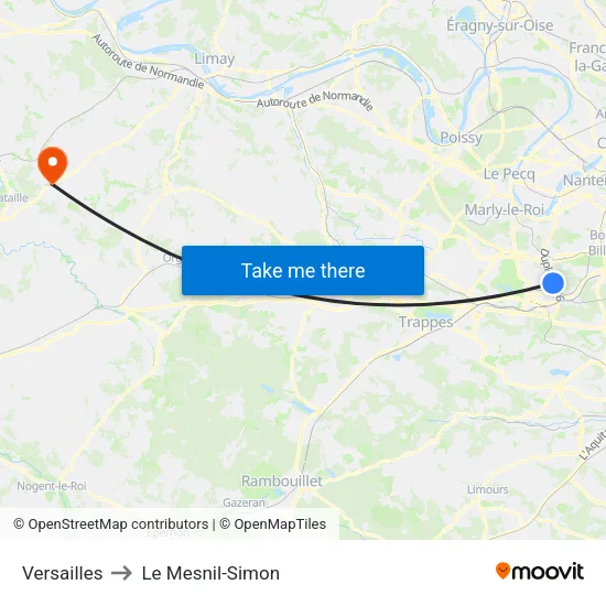 Versailles to Le Mesnil-Simon map