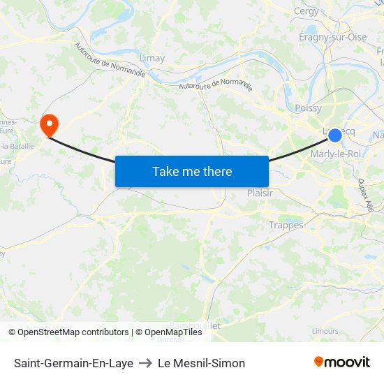 Saint-Germain-En-Laye to Le Mesnil-Simon map