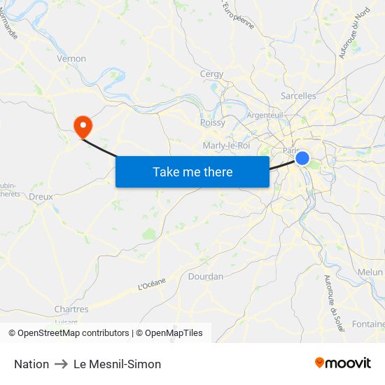 Nation to Le Mesnil-Simon map