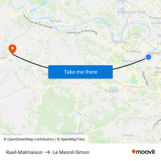 Rueil-Malmaison to Le Mesnil-Simon map