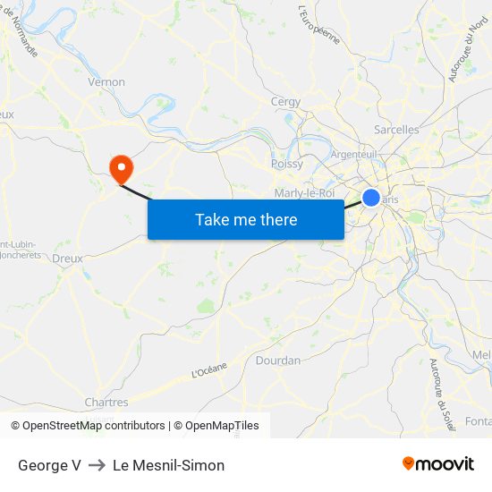 George V to Le Mesnil-Simon map
