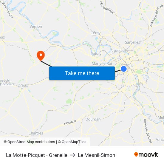 La Motte-Picquet - Grenelle to Le Mesnil-Simon map