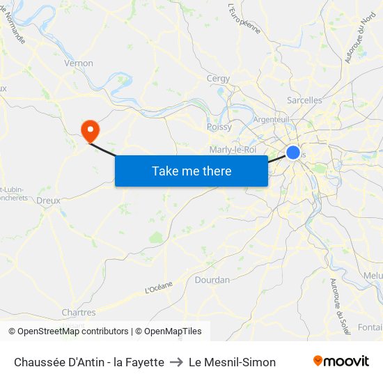 Chaussée D'Antin - la Fayette to Le Mesnil-Simon map