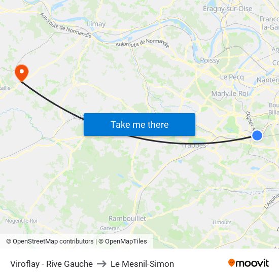 Viroflay - Rive Gauche to Le Mesnil-Simon map