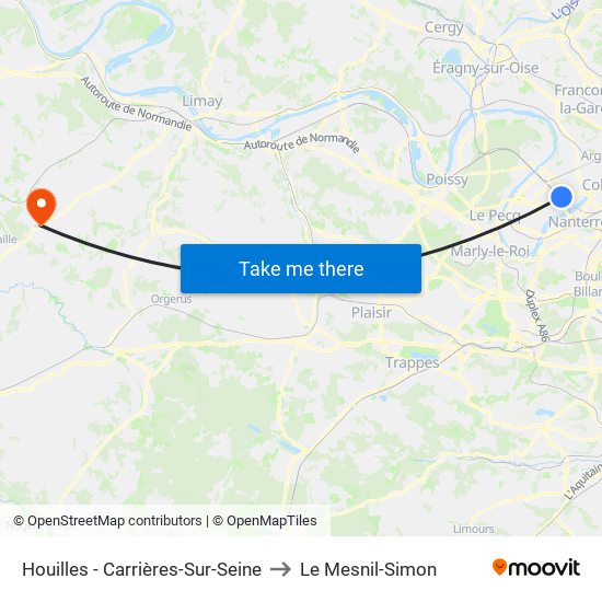 Houilles - Carrières-Sur-Seine to Le Mesnil-Simon map
