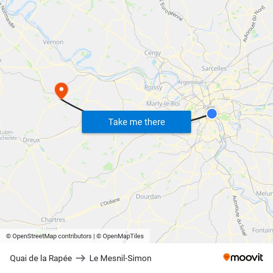 Quai de la Rapée to Le Mesnil-Simon map
