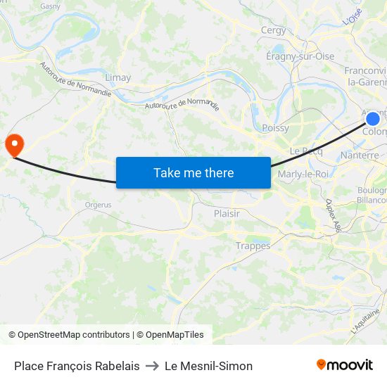 Place François Rabelais to Le Mesnil-Simon map