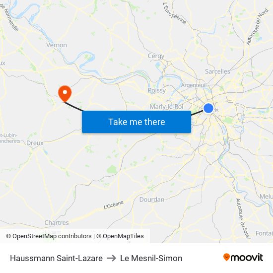 Haussmann Saint-Lazare to Le Mesnil-Simon map