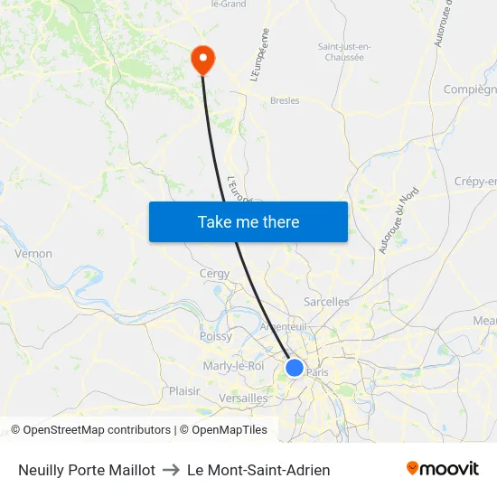 Neuilly Porte Maillot to Le Mont-Saint-Adrien map
