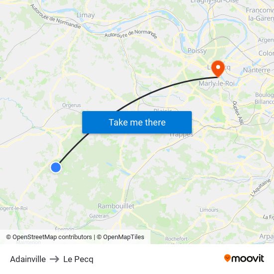 Adainville to Le Pecq map