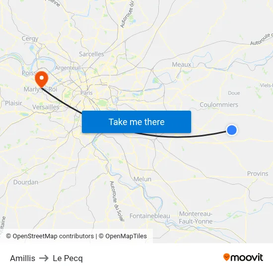 Amillis to Le Pecq map