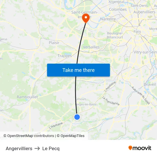 Angervilliers to Le Pecq map