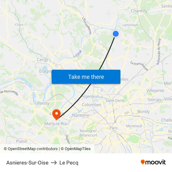 Asnieres-Sur-Oise to Le Pecq map