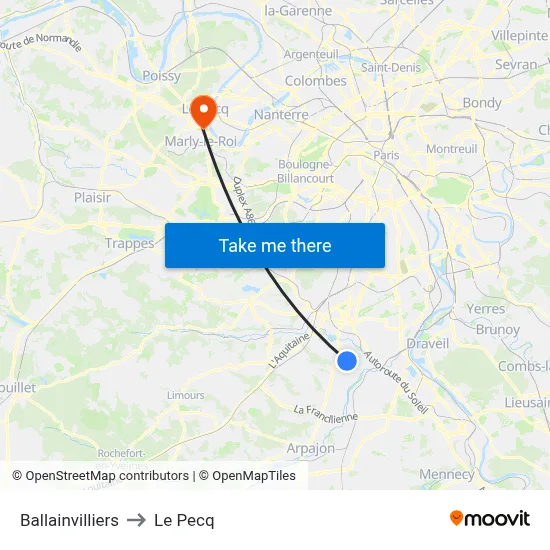 Ballainvilliers to Le Pecq map