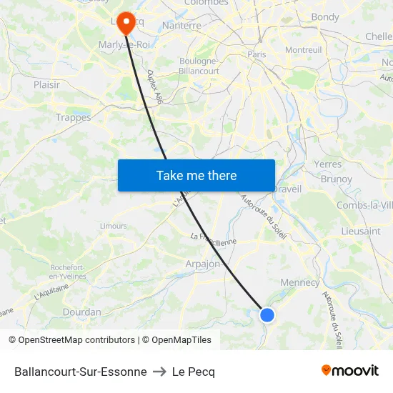 Ballancourt-Sur-Essonne to Le Pecq map