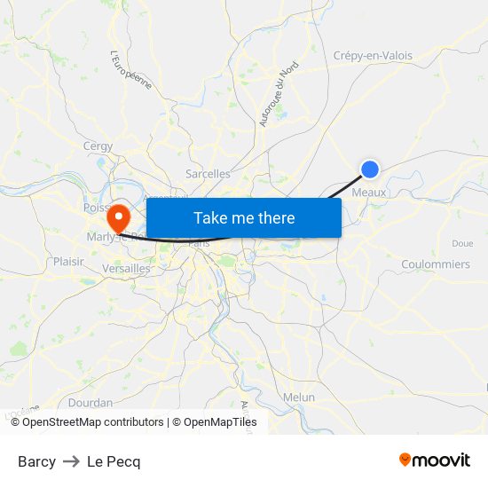 Barcy to Le Pecq map