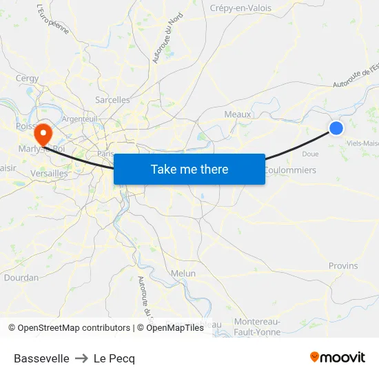Bassevelle to Le Pecq map