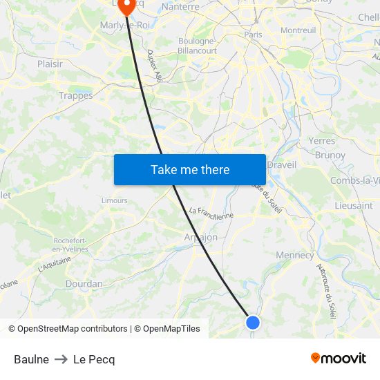 Baulne to Le Pecq map
