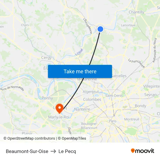 Beaumont-Sur-Oise to Le Pecq map