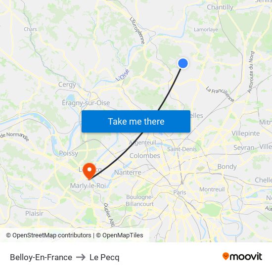 Belloy-En-France to Le Pecq map