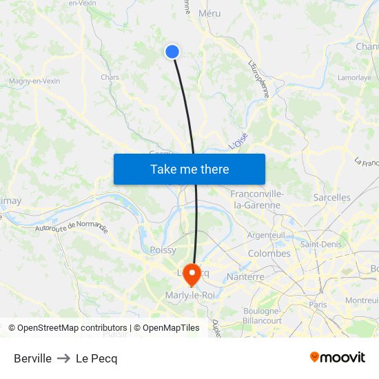 Berville to Le Pecq map