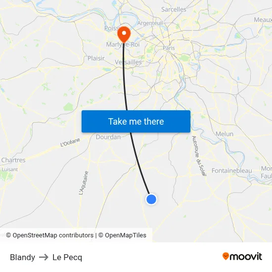 Blandy to Le Pecq map