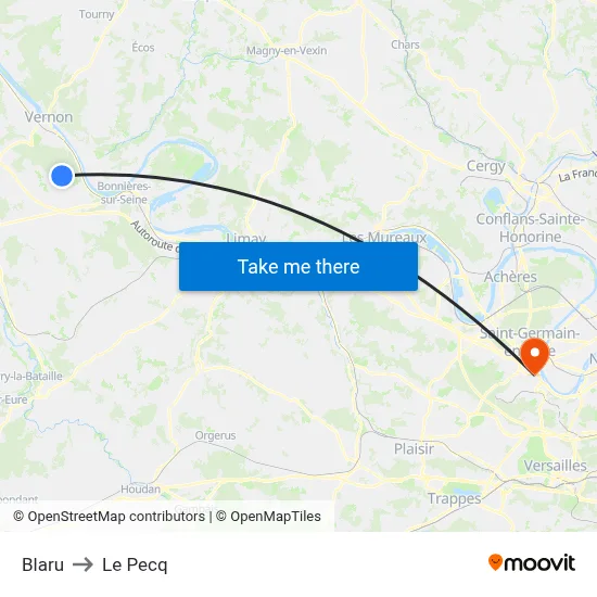 Blaru to Le Pecq map