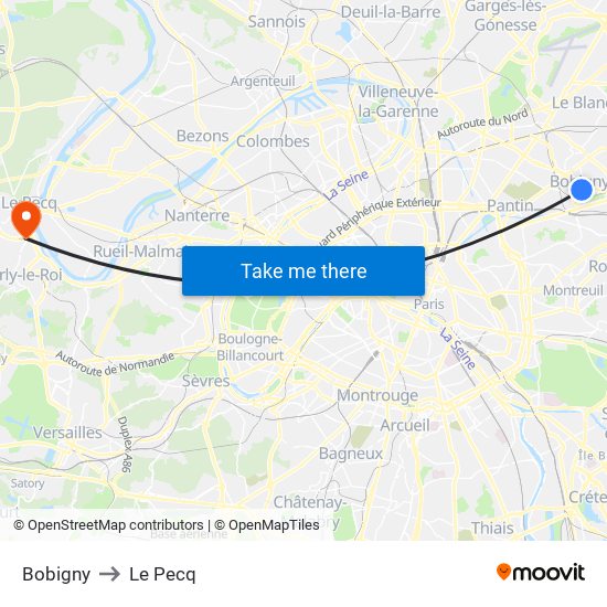Bobigny to Le Pecq map
