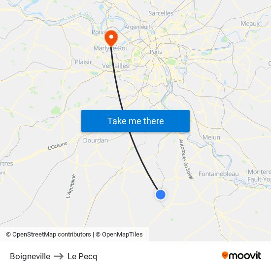 Boigneville to Le Pecq map