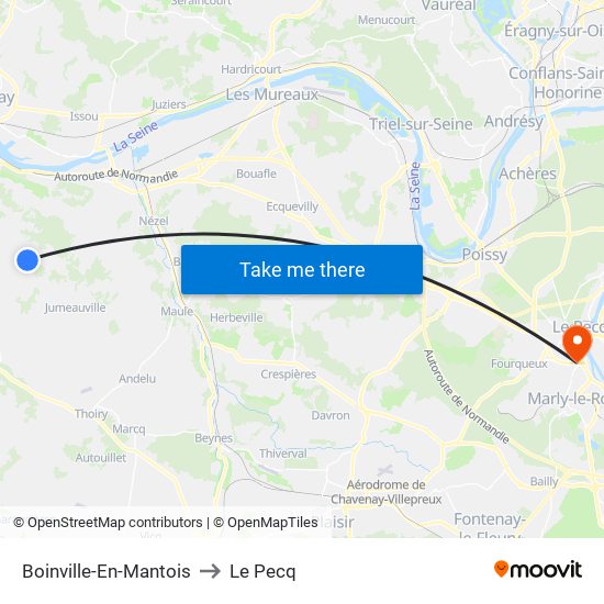 Boinville-En-Mantois to Le Pecq map