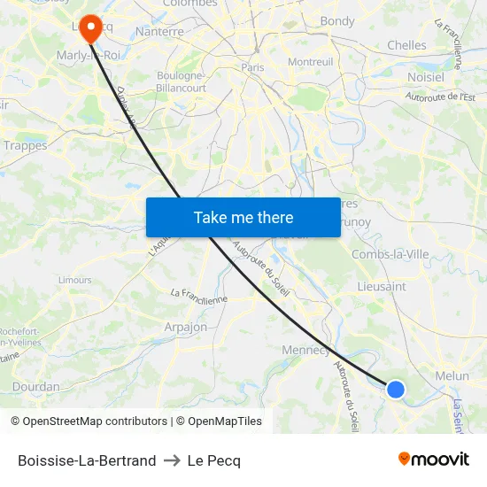 Boissise-La-Bertrand to Le Pecq map