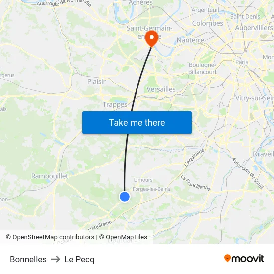 Bonnelles to Le Pecq map
