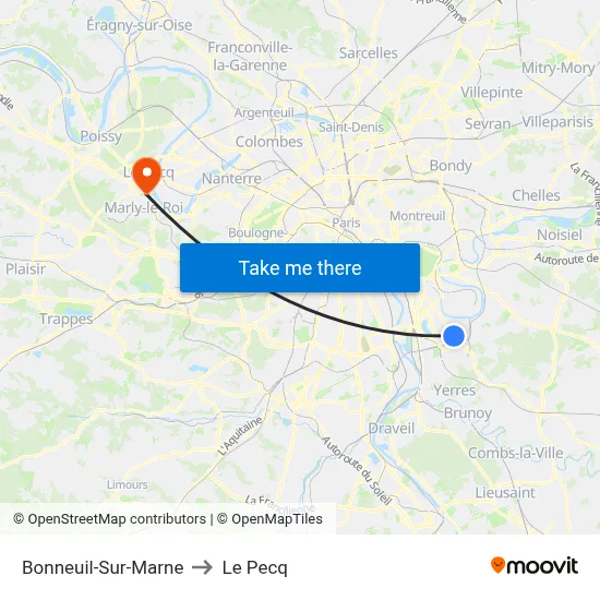 Bonneuil-Sur-Marne to Le Pecq map