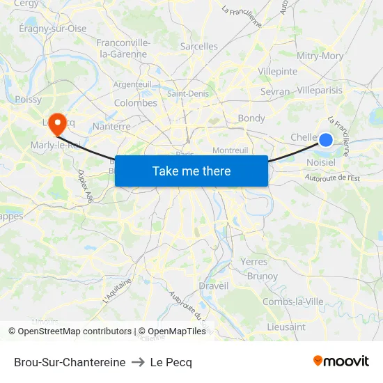 Brou-Sur-Chantereine to Le Pecq map