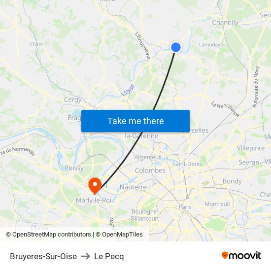 Bruyeres-Sur-Oise to Le Pecq map